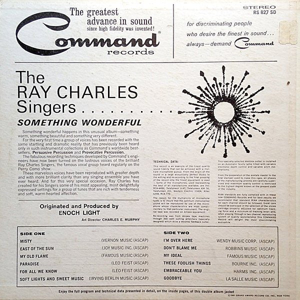 The Ray Charles Singers : Something Wonderful (LP, Album)