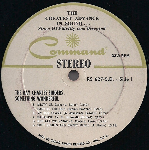 The Ray Charles Singers : Something Wonderful (LP, Album)