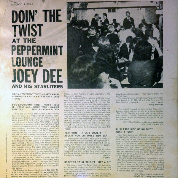 Joey Dee And His Starliters* : Doin' The Twist At The Peppermint Lounge (LP, Album, Mono, Abb)