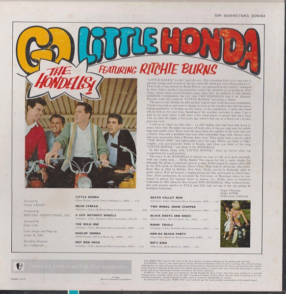 The Hondells!* : Go Little Honda (LP, Album, Mono)