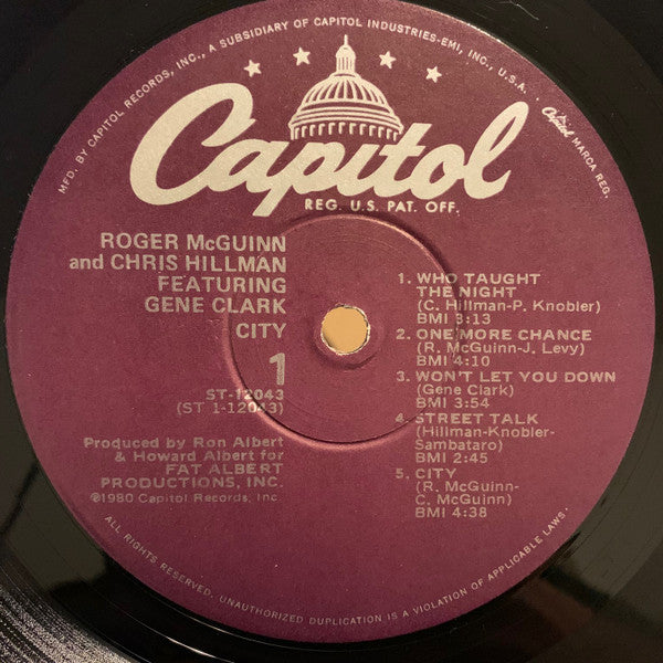 Roger McGuinn & Chris Hillman Featuring Gene Clark* : City (LP, Album, Win)