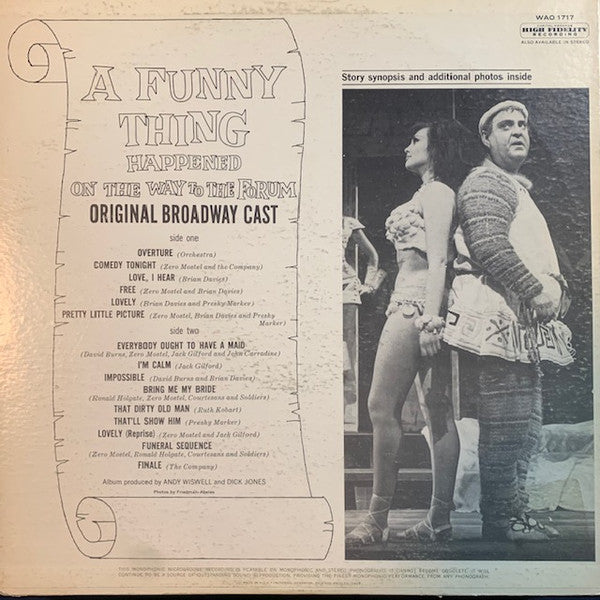 "A Funny Thing Happened On The Way To The Forum" Original Broadway Cast : A Funny Thing Happened On The Way To The Forum (LP, Album, Mono, Gat)