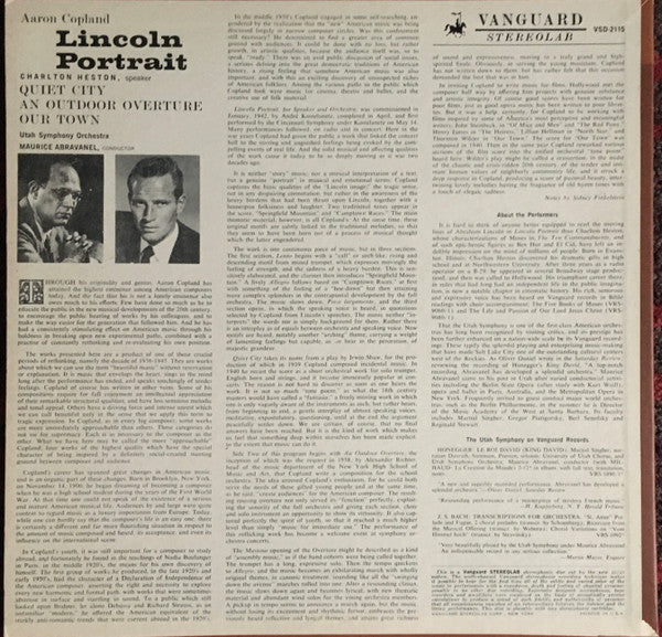 Copland* : A Lincoln Portrait / Quiet City / Our Town, Music From The Film / An Outdoor Overture (LP, Album)