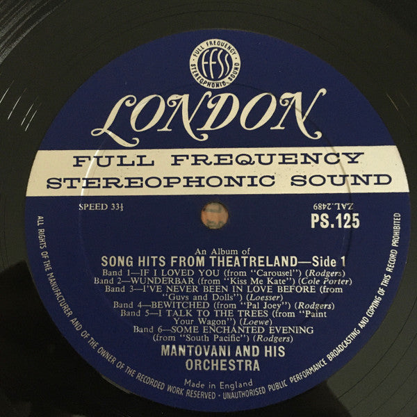 Mantovani And His Orchestra : Song Hits From Theatreland (LP, Album)