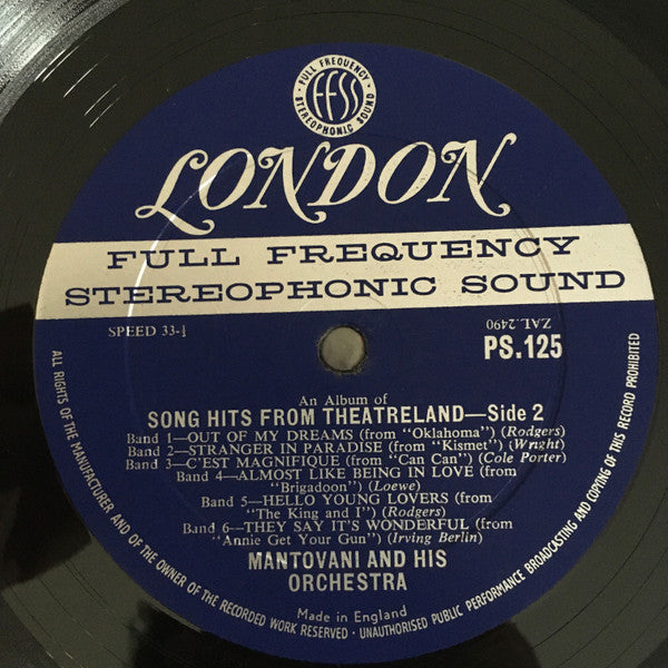 Mantovani And His Orchestra : Song Hits From Theatreland (LP, Album)