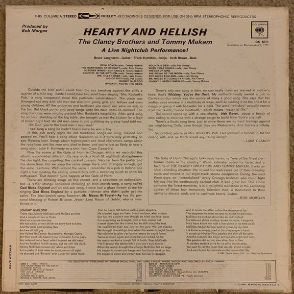 The Clancy Brothers & Tommy Makem : Hearty And Hellish- A Live Nightclub Performance (LP, 2-E)