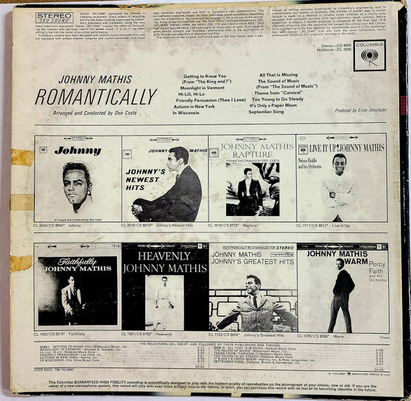Johnny Mathis : Romantically (LP, Pti)