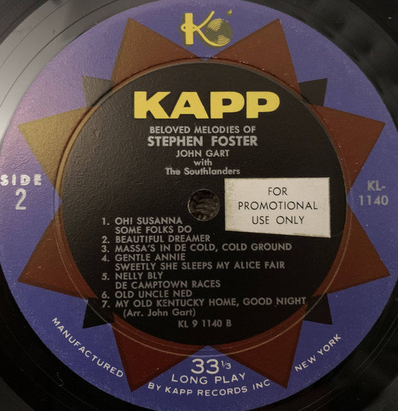 John Gart With The Southlanders (10) : Beloved Melodies Of Stephen Foster (LP, Mono)