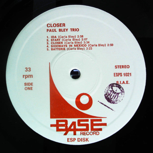 Paul Bley Trio : Closer (LP, Album)