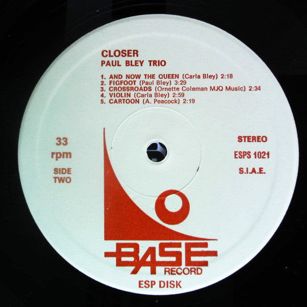 Paul Bley Trio : Closer (LP, Album)
