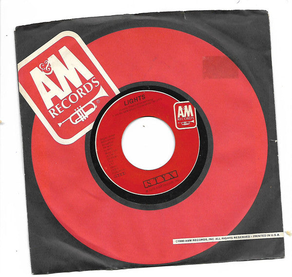 Styx : Lights / The Best Of Times (7", Single, Styrene, Pit)