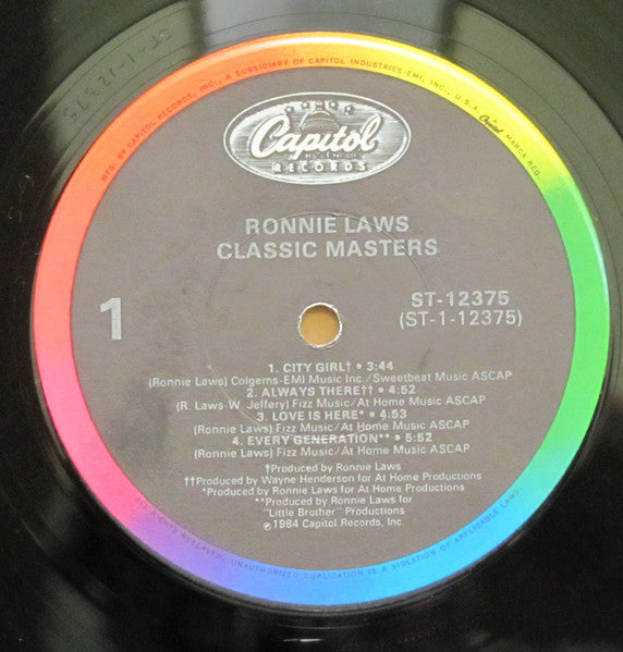 Ronnie Laws : Classic Masters (LP, Comp, RE, Jac)