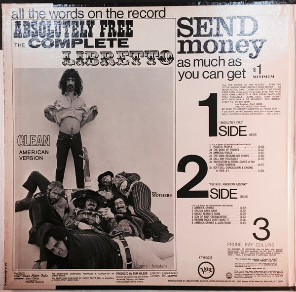 The Mothers Of Invention* : Absolutely Free (LP, Album, Mono, MGM)