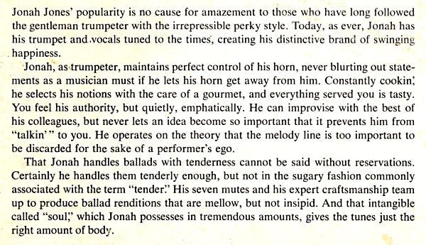 The Jonah Jones Quartet : Jumpin' With Jonah (LP, Album, Mono, Scr)