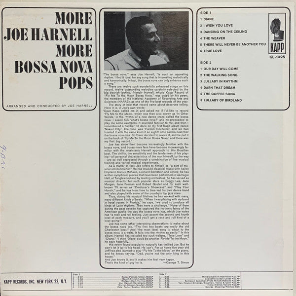 More Joe Harnell* : More Bossa Nova Pops (LP, Album, Mono, All)