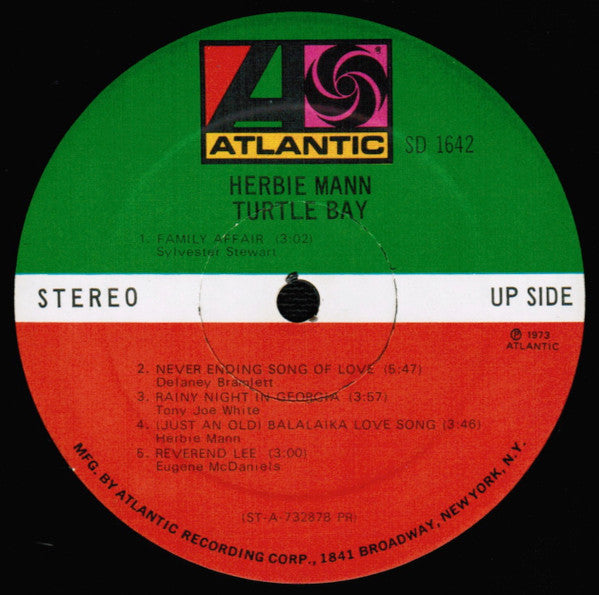 Herbie Mann : Turtle Bay (LP, Album, PR )