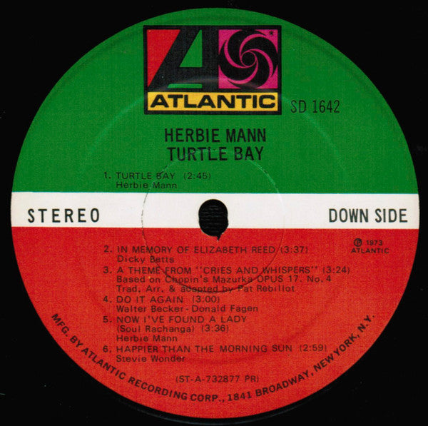 Herbie Mann : Turtle Bay (LP, Album, PR )