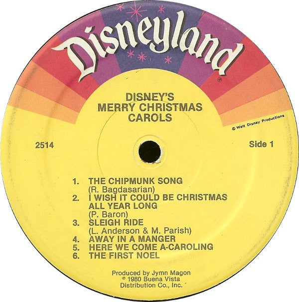 Mickey Mouse (2), Donald Duck, Goofy (2), Chip 'n' Dale With Larry Groce And The Disneyland Children's Sing-Along Chorus : Disney's Merry Christmas Carols (LP, Album, Kee)