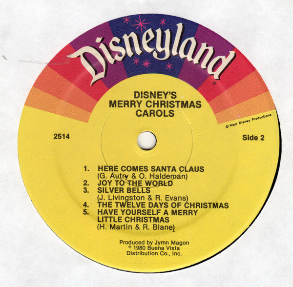 Mickey Mouse (2), Donald Duck, Goofy (2), Chip 'n' Dale With Larry Groce And The Disneyland Children's Sing-Along Chorus : Disney's Merry Christmas Carols (LP, Album, Kee)