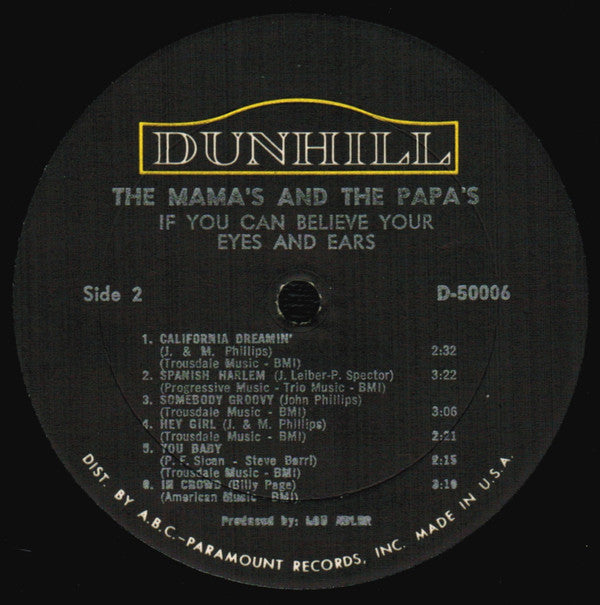 The Mama's And The Papa's* : If You Can Believe Your Eyes And Ears (LP, Album, Mono)