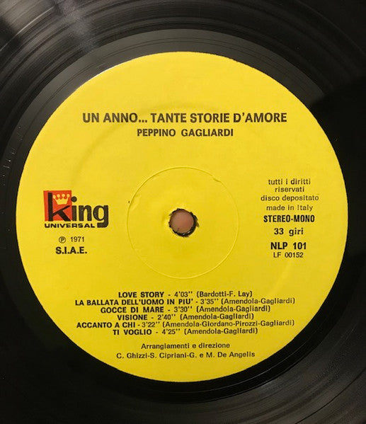 Peppino Gagliardi : Un Anno...Tante Storie D'Amore (LP, Album)