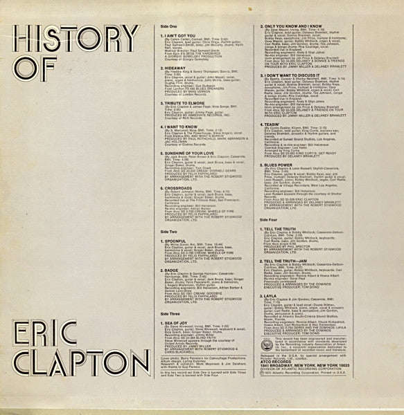 Eric Clapton : History Of Eric Clapton (2xLP, Comp, RE, PR )