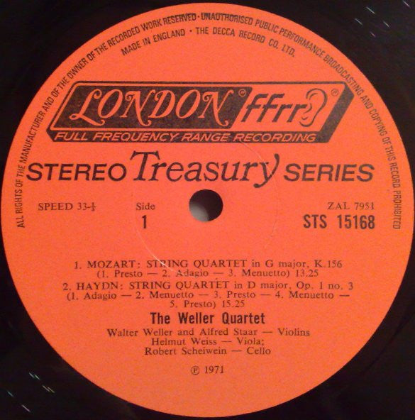 Mozart* / Haydn* / Dittersdorf* / Johann Baptist Vanhal, The Weller Quartet* : Mozart's Quartet Party (LP, Album, RP)