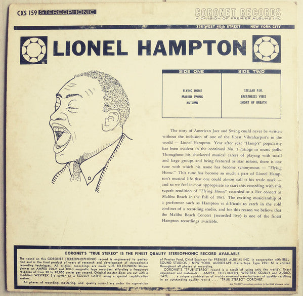 Lionel Hampton : Lionel Hampton (LP, Album)