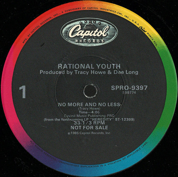 Rational Youth : No More And No Less (12", Promo)