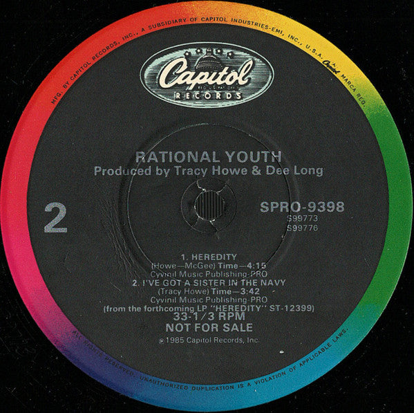 Rational Youth : No More And No Less (12", Promo)