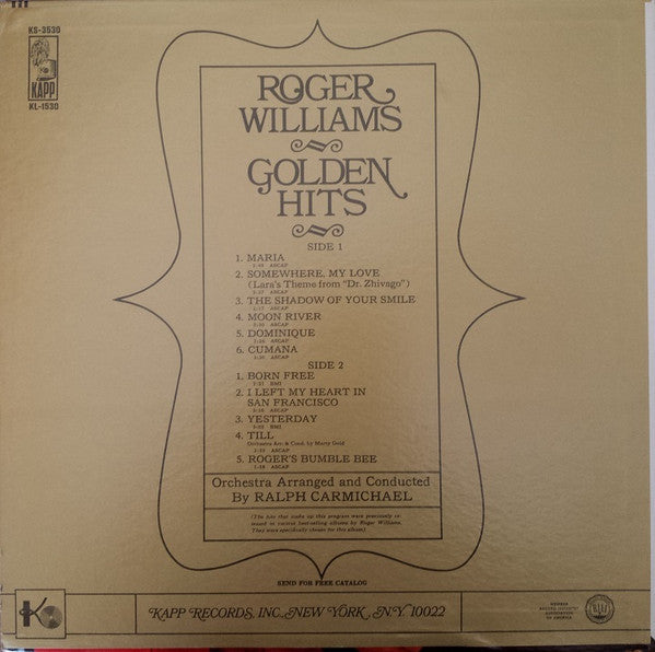Roger Williams (2) : Golden Hits (LP, Comp)
