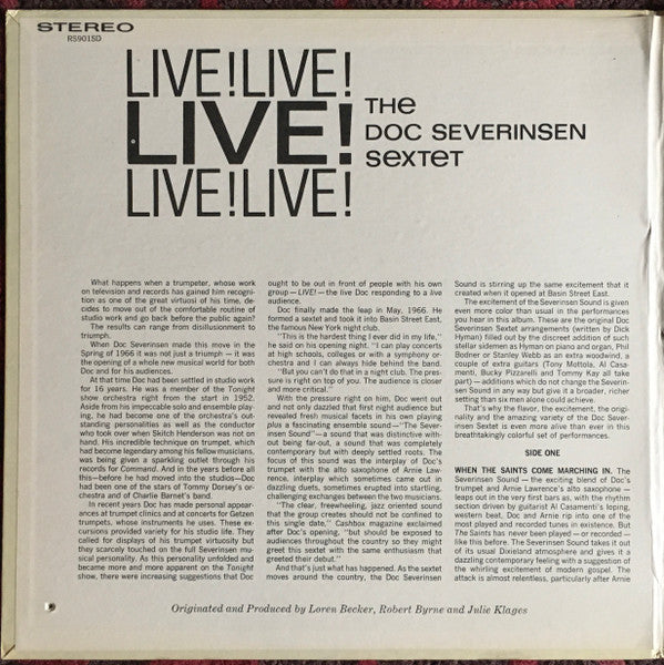 The Doc Severinsen Sextet : Live! (LP, Album, Gat)