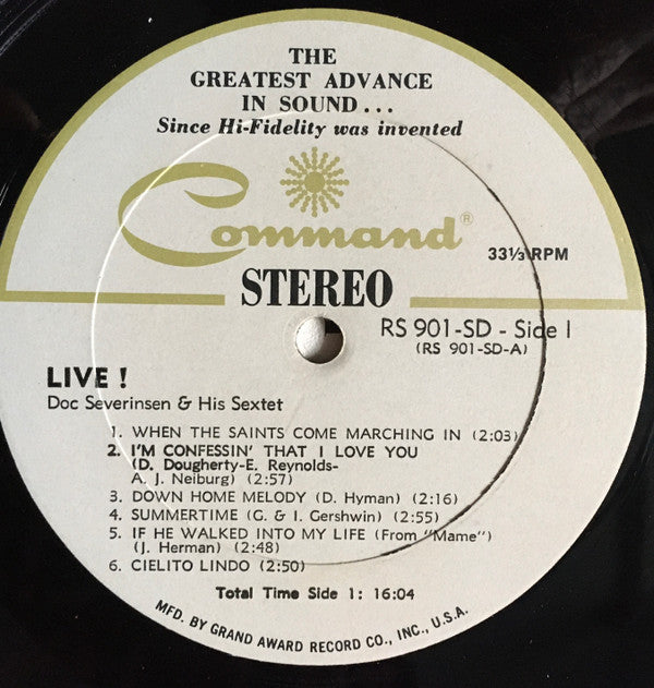 The Doc Severinsen Sextet : Live! (LP, Album, Gat)
