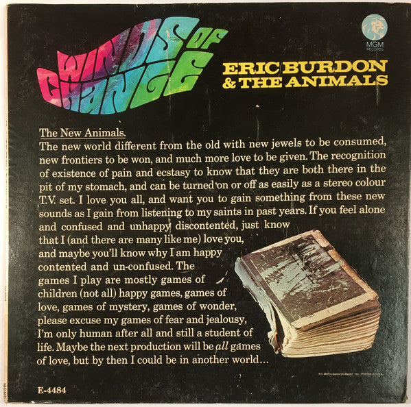 Eric Burdon & The Animals : Winds Of Change (LP, Album, Mono, Club, Gat)