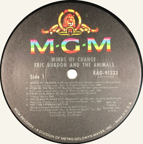 Eric Burdon & The Animals : Winds Of Change (LP, Album, Mono, Club, Gat)