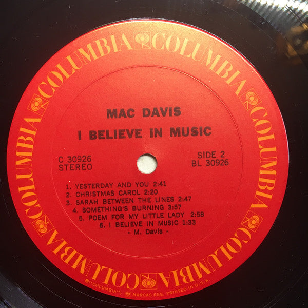 Mac Davis : I Believe In Music (LP, Album, Ter)