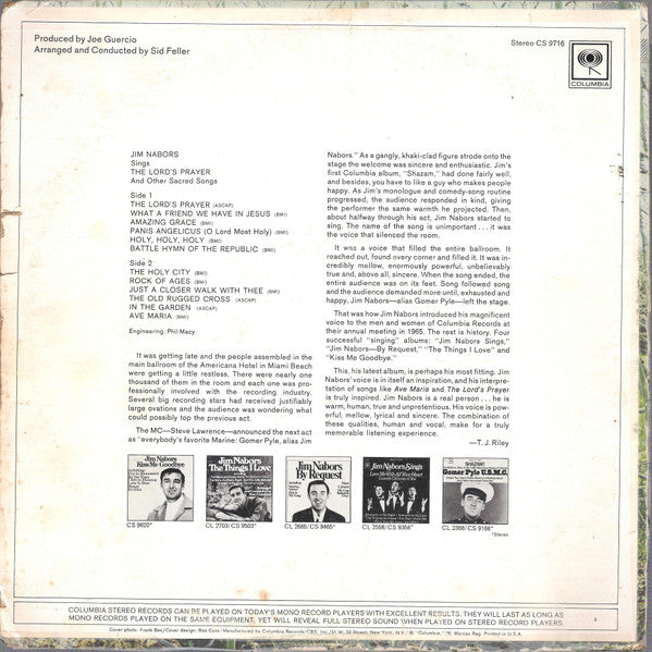 Jim Nabors : Jim Nabors Sings The Lord's Prayer And Other Sacred Songs (LP, Album)