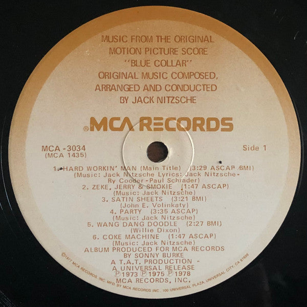 Various / Jack Nitzsche : Blue Collar (Music From The Original Motion Picture Score) (LP, Glo)