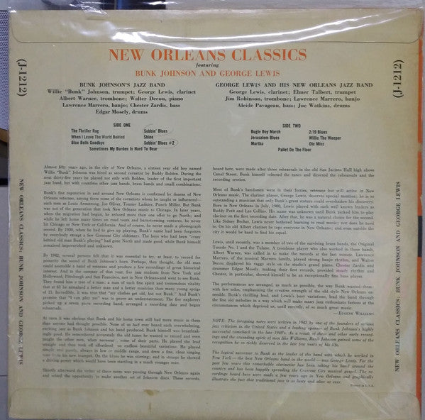 Bunk Johnson And His New Orleans Band / George Lewis' Ragtime Band : New Orleans Classics (LP, Mono)