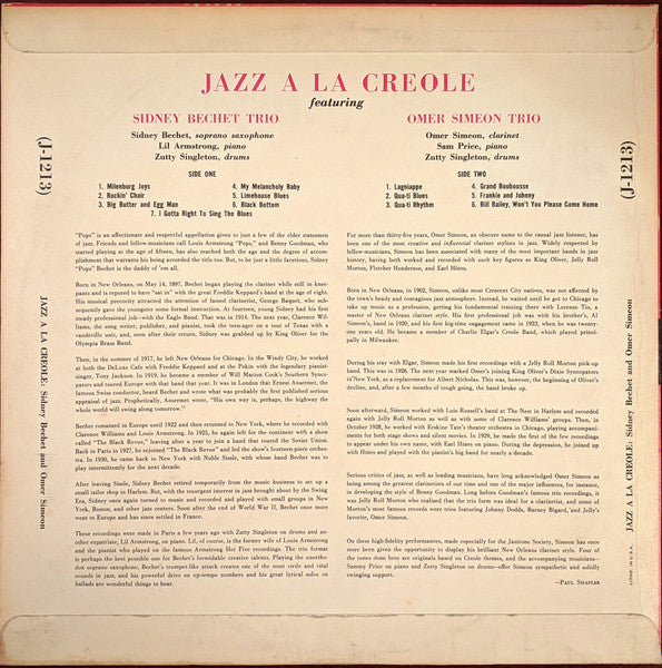Sidney Bechet Trio* / Omer Simeon Trio : Jazz À La Creole (LP)