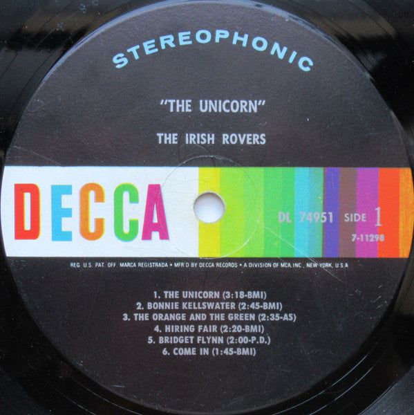 The Irish Rovers : The Unicorn (LP, Album, Glo)