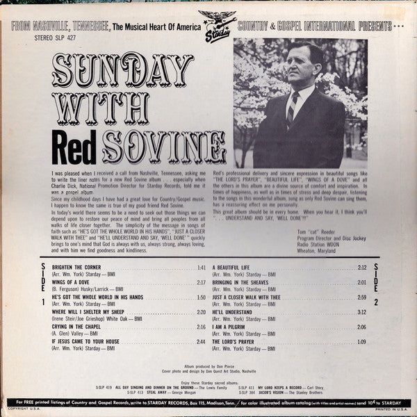 Red Sovine : Sunday With Red Sovine (LP, Album)