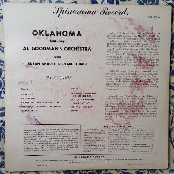 Al Goodman's Orchestra* : Rodgers And Hammerstein's Oklahoma (LP, Album)