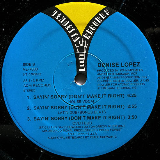 Denise Lopez : Sayin' Sorry (Don't Make It Right) (12")