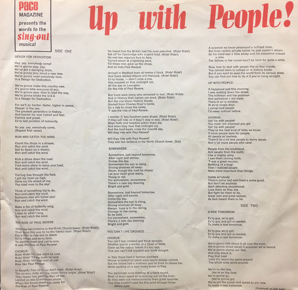 Up With People!* : Pace Magazine Presents Up With People! The Sing-Out Musical (LP, Los)