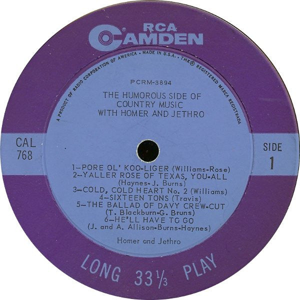 Homer And Jethro : The Humorous Side Of Country Music (LP, Comp, Mono, Ind)