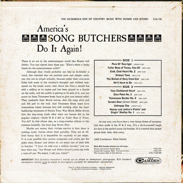 Homer And Jethro : The Humorous Side Of Country Music (LP, Comp, Mono, Ind)