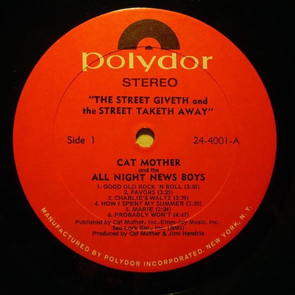 Cat Mother And The All-Night Newsboys : The Street Giveth.. And The Street Taketh Away (LP, Album, Son)