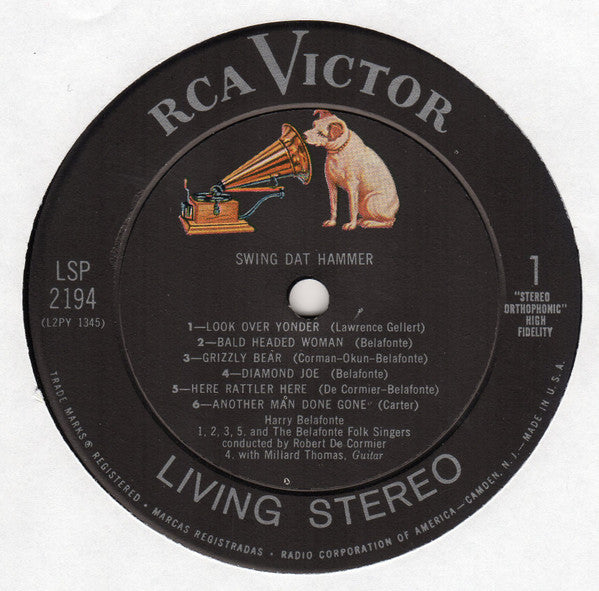Harry Belafonte And The Belafonte Folk Singers Conducted By Robert De Cormier* : Swing Dat Hammer (LP, Album, Roc)