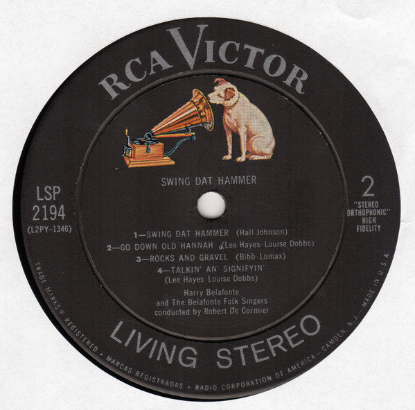 Harry Belafonte And The Belafonte Folk Singers Conducted By Robert De Cormier* : Swing Dat Hammer (LP, Album, Roc)